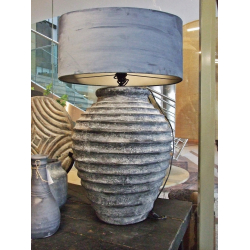 Lampa ceramiczna prążkowana Rustykalna z abażurem 92cm